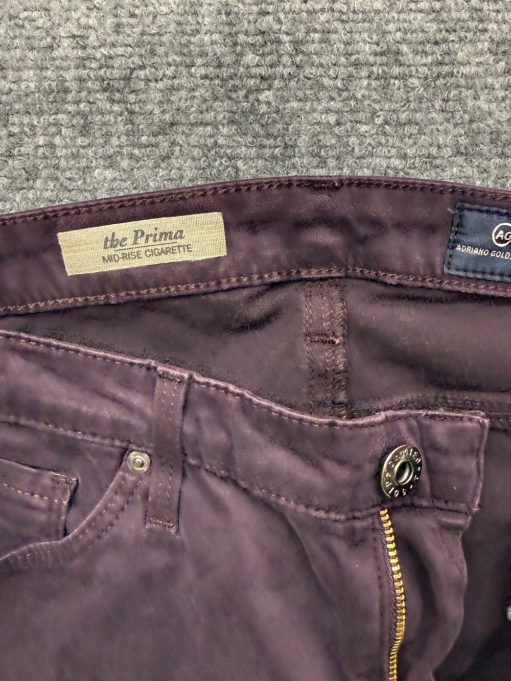AG Adriano Goldschmidt Jeans The Prima Cigarette Leg Skinny Maroon 28R 28x30 - Picture 4 of 7